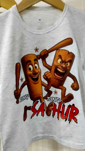 Baju kaos atasan anak perempuan dan laki-laki 2-10 tahun gambar anomali tung tung sahur