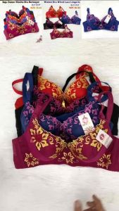 WIRED BEAUTIFUL LACE FLOWER CUP BRA 36-42 / BAJU DALAM WANITA LACE 36-42