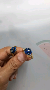 แหวนทองเหลืองพลอยไพลิน แหวนมงคลโบราณ (TL-6)