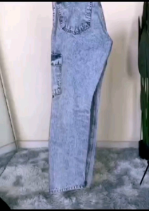 New design Mens denim Acid wash 6 pocket cargo 6 Pocket Jeans pant Regular cut seluar cargo