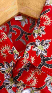 Batik Seragam sekolah anak siswa SD / MI laki laki perempuan merah nasional motive Teratai