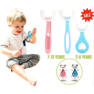 T.Ph U Shape Toothbrush for Kids Toddler Baby 2-12 Years Old Children Soft U-Shaped Silicone Oral Cleaning Brushing Tool
