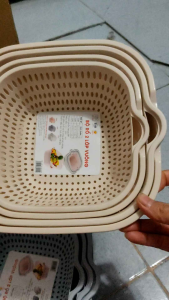 Sét 2 bộ rổ 2 lớp có chậu hấng nước tổng 4 món khác nhau hàng nhựa Cao cấp việt nhật