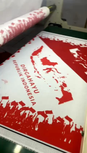 HIJAB SEGI EMPAT MOTIF WARNA MERAH KEMERDEKAAN 17 AGUSTUS MATT VOAL PREMIUM 110X110