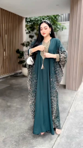 Kaftan Renda Sultan Busui/ Motif Berca Rayon Tebal Cantik Formal Gamis Muslim Dres