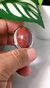 cincin batu akik motif totol merah antik unik klasik realpic