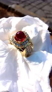 cincin batu permata merah delima Siam rose Bangkok mewah