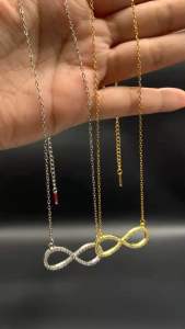 เลข8 สร้อยทองสแตนเลส สร้อยคอพร้อมจี้เพชรเลข8 เครื่องประดับ แฟชั่น พร้อมส่ง เก็บเงินปลายทาง