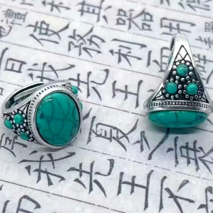 Cincin Elegan Desain Pirus Tosca Turki Imitasi / Imitation Turkish Tosca Turquoise (Adjustable)
