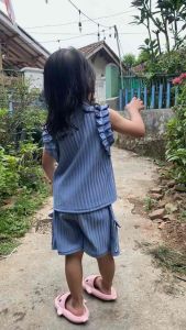 Baju Labubu Anak Perempuan Salur Knit Hornet Usia 1-7 Tahun