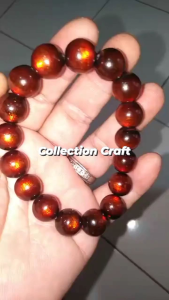 Gelang akar bahar tali arus asli merah delima tembus senter original