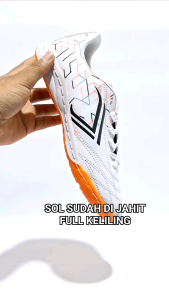 Sepatu Futsal Valden Graffis Putih Orange Sol Sudah Di Jahit Full Keliling