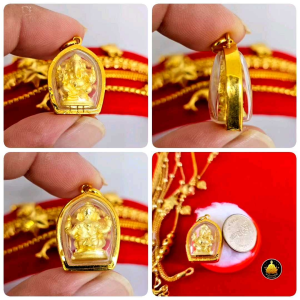 พระพิฆเนศงานหุ้มทองแท้กันน้ำ 100% เหมาะสำหรับใส่สร้อย 2 สลึง 1-2 บาทตัน อย่างดีไม่ลอกไม่ดำ