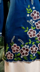 SETELAN BAJU KURUNG BORDIR BUNGA ORGANDI