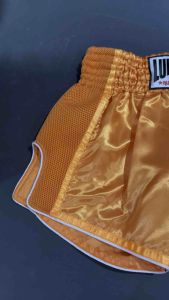 Lumpinee Satin Retro Muay Thai Fight Shorts Plain Orange with Orange Mesh