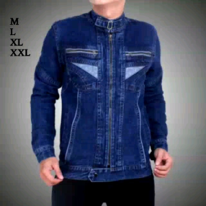 Jaket Jeans Pria Resleting Jacket Denim Ziper Cowok M~Xxxl