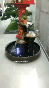 S13 Feng Shui 100cm Sandstone Round Water Pond Pot Fountain Garden Water Feature 风水流水喷泉瀑布池 Fish Outdoor Tempayan