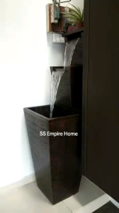 S12 Brown Feng Shui Water Fountain Square Pond Kolam Air Sandstone Garden Water Feature 风水流水喷泉瀑布池 Waterfall