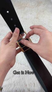 Genuine Smooth Leather Belt for Mens Frame Buckle Needle Retro Style Fashion Belt Black and Coffee