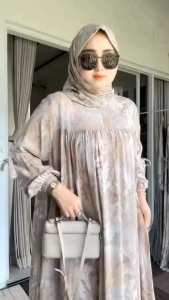 ALEENA SET HIJAB Gamis Rayon Premium Grade A Set Hijab Gamis Muslimah Terbaru Wanita Kekinian Best Seller Resleting Depan Busui Friendly Motif Etnik ootd one baju syari