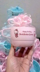 25 pcs Souvenir Cangkir Hoya dengan stiker transparan kemasan tile kantong bisa untuk segala acara