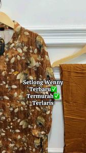 SETELAN TUNIK KOMBINASI MOTIF BUNGA BAHAN RAYON TWILL LD 120 TERBARU TERMURA TERLARIS
