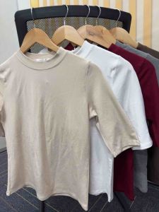 JOYEASE Plain Shorts Short Sleeve Round Neck T-Shirt Womens Half Sleeve T-shirt Bottoming Slim Cotton T Shirt Tops Trendy Summer and Autumn