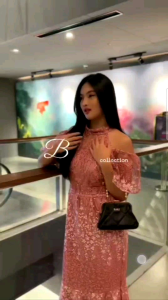 Maxi Dress Mermaid Brukat Halter Neck Sabrina Payet Mewah Elysse-267 ( BISA COD )