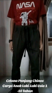 Celana Chinos Panjang Cargo Kantong Samping Kimpul Anak Laki laki Usia 1-11 Thn