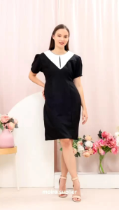 DRESS BRIANNA KEKINIAN KOREAN LOOK KERAH REBAH TOYOBO PREMIUM