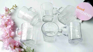 G235 [6 PCS] GELAS KACA GELAS KOPI GELAS MINUM GELAS GAGANG GELAS SOUVENIR TURKEY HIBICUS MM-194-9