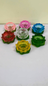 Candle holder Lotus Glass Oil Lam ,Candle holder ,Prayer Oil Lam Crystal Glass Oil Lamp ,Buddha Word Glass Oil Lamp Bowl Plant Oil Salad Oil Lotus Bowl Home Chinese Style Candle Holder Lighting Accessories