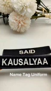 EMBROIDERY NAME TAG NAVY BLUE AND WHITE - NORMAL / VELCRO / IRON ON