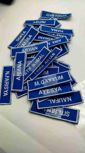 Embroidery school name tag normal or iron on