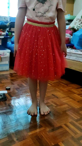 Ready Stocks 2-12 Years Good Quality Fashion Fluffy Soft Spandex Lace Red Shinny Princess Tutu Skirt for Girl Children dress 篷篷裙