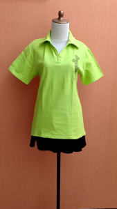 atasan kaos pria hijau cerah M L cowok polo shirt berkerah lengan pendek