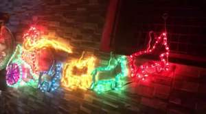 Santa Claus Christmas Decor with Reindeer - Neon Light - Festive Decoration - Home Lighting - Wall Mounted - Colorful - Seasonal Accessory