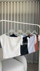 Classic crop เสื้อครอปผูกโบว์