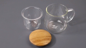 Gelas Saringan Rempah JSR Tahan Panas Tutup Kayu Cangkir Teh Tea Mug With Infuser Herbal