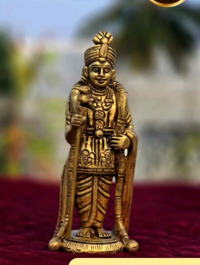 Lord Palani Raja Alangaram Murugan Kartikeya Murti for Home Decor Pooja Mandir Decorative - Gold Statue - Traditional Religious Figure - Standing Pose - Ornate Details - Home Altar Decoration
