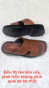 Dép nam đế cao  Dép da nam quai ngang  TM07 da bò thật đế cao 4.5cm nhẹ bền đẹp giành trung niên