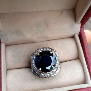 Cincin Batu Black Diamond Asli Mewah Elegan