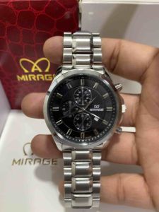 Jam Tangan Mirage Original Tahan Air Stainless Steel Anti karat Tanggal Aktif Analog Kuarsa Jam Tangan Pria Original Silver