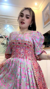 Gamis Dress Wanita Semuk Keong Katun Rayon Kasual