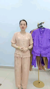 Đồ Bộ Trung Niên Bộ Bà Ba Tay Ngắn Vải Gấm Mềm Mịn mát 5 SIZE :35_70 kg