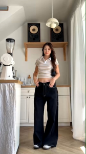 ☎️กางเกงยีนส์ผ้าไม่ยืดขากระบอกใหญ่ รุนฮิตใส่ได้ทั้งหญิงและชาย S M L XL 2XL 3XL