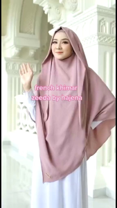 French Khimar Instan ZEEDA Free Cadar | Khimar Syari Premium Crinkle Airflow