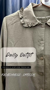 NOVIA ONE SET WANITA CRINKLE AIRFLOW PREMIUM // POLOS // LENGAN PANJANG // ATASAN BAJU DAN CELANA // BUSUI FRIENDLY // SETELAN HARIAN WANITA // Model Kemeja Rempel Kancing Kerah