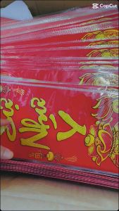 Liễn nhung dán cá túi tiền 8 câu đối có keo dán KT (16x48).