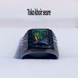 Cincin Batu Kalimaya Bleck Opal Natural 8x10 Super Kereen Minimalis Top Quality